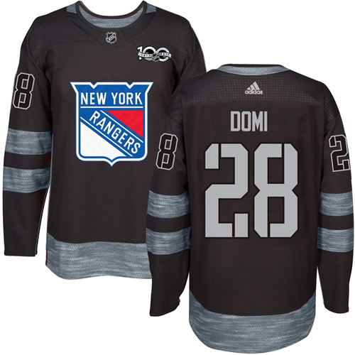 Adidas Rangers #28 Tie Domi Black 1917-100th Anniversary Stitched NHL Jersey